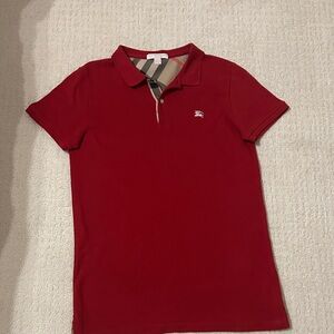 Burberry Red Polo with Check Pattern